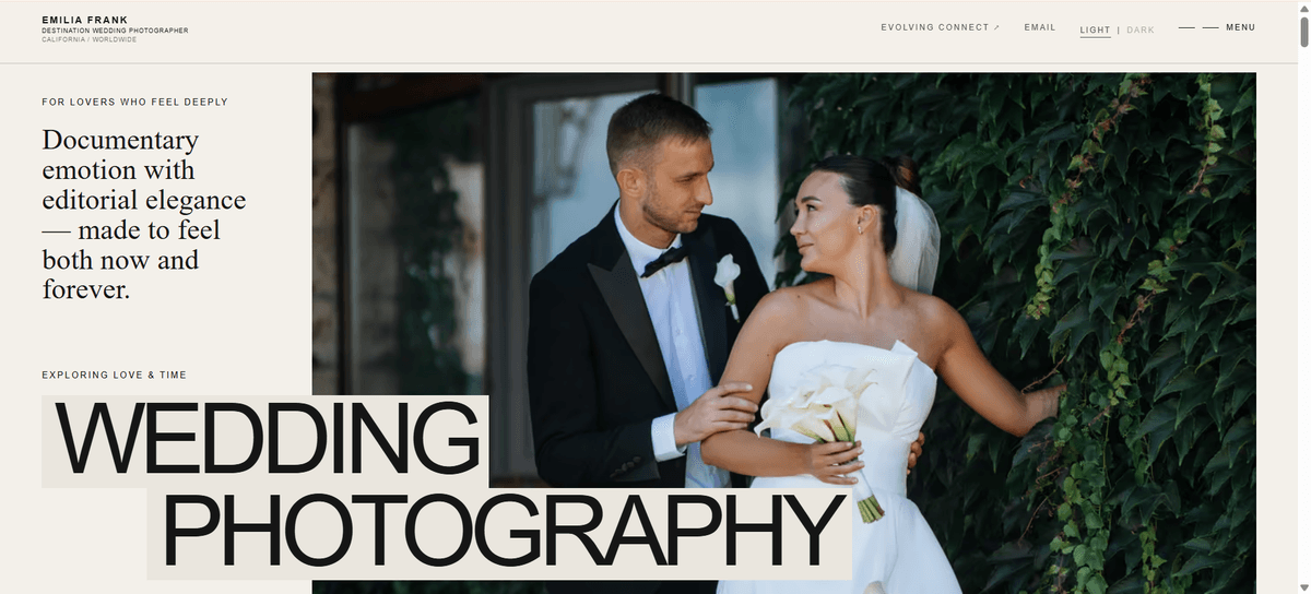 Emilia Frank Photography website template screenshot
